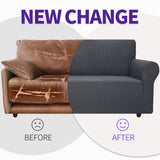 ZNSAYOTX Super Stretch Couch Cover Love Seat Sofa Covers for Living Room Dogs Pet Friendly Furniture Protector Spandex Loveseat Slipcovers with Anti Slip Foam Sticks (Dark Grey, Loveseat) ZNSAYOTX