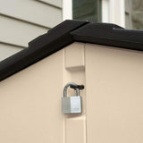 Rubbermaid Slide-Lid Resin Outdoor Storage Shed (5 x 6.5 Ft),Weather Resistant, Beige/Brown, Organization for Home/Backyard/Garden Tools/Lawn Mower/Bike Storage/Pool Supplies Rubbermaid