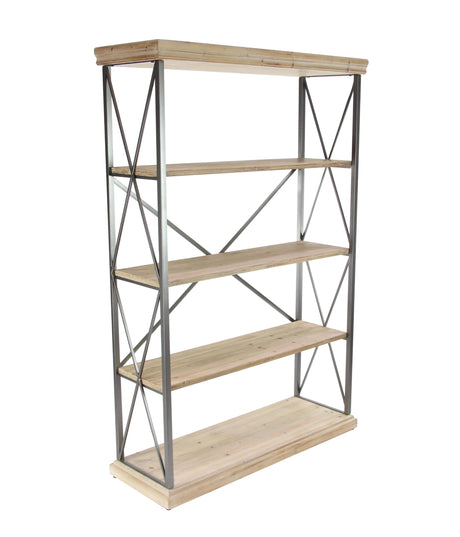 Deco 79 Industrial Wood Shelving Unit, 72 x 48 x 17 Inches, Brown/Iron Deco 79
