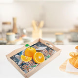 JISHSHAY Diamond Art Serving Tray Diamond Painting Food Tray Gem Art Serving Platter Gem Painting Mosaic Kits for Adults DIY Kits for Adults, with Handle 20×30cm/7.87×11.81in, Christmas Winter House JISHSHAY