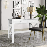 ChooChoo Computer Desk Study for Home Office, Modern Simple 40 Inches White Desk with Drawers, Makeup Vanity Console Table ChooChoo