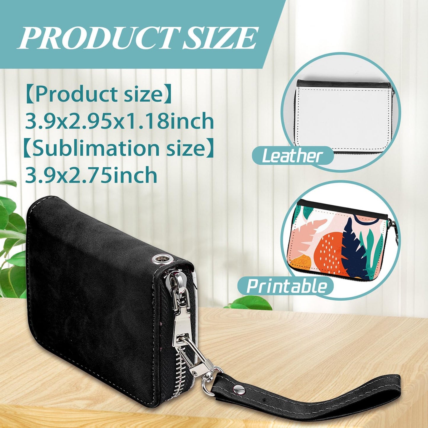 Zeloyaut 2 Pack Sublimation Blank wallet for women,black leather coin purse,zipper change bag, Jewelry Pouch,Personalized heat press,High temperature resistance and durability,3.9in*2.95in*1.18in