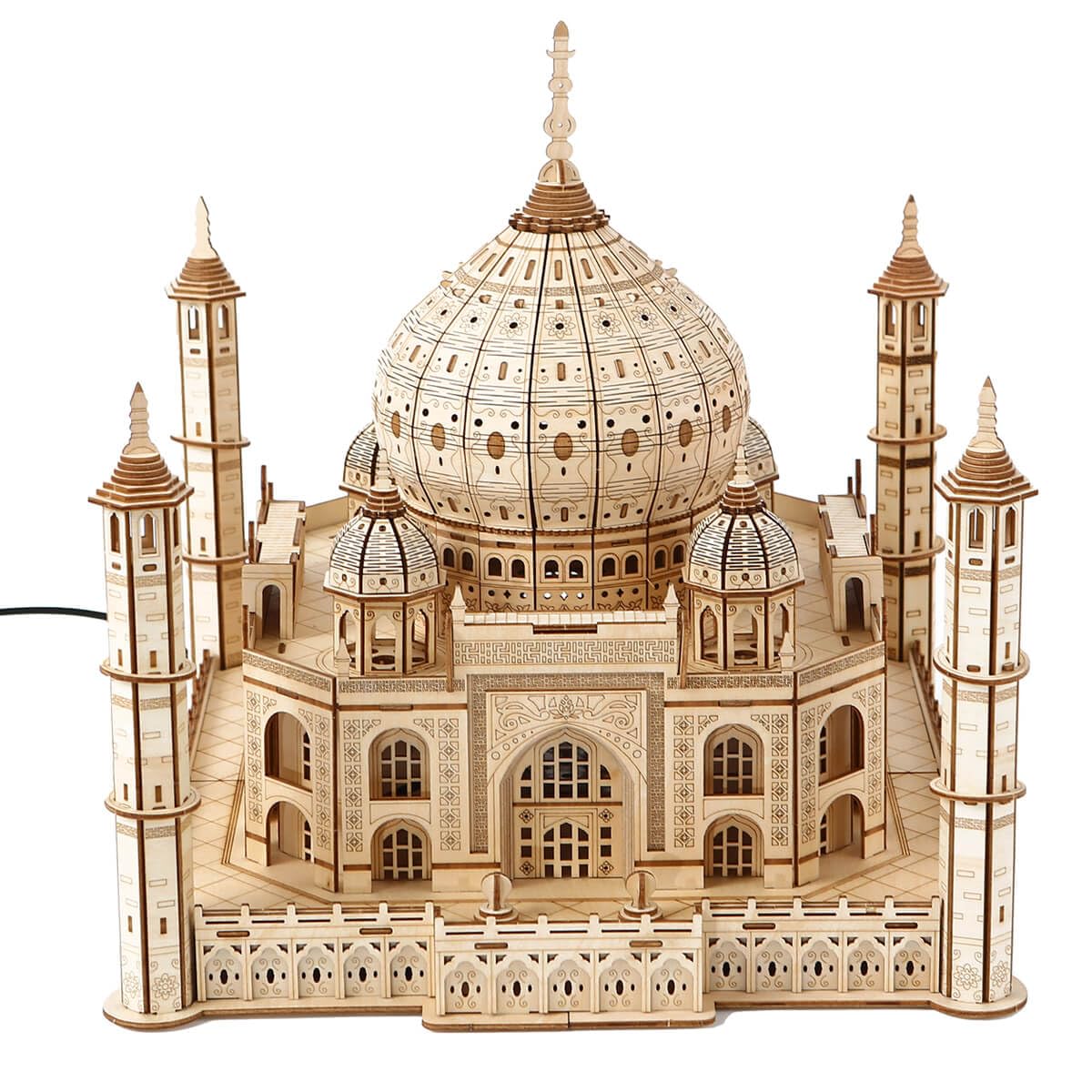3D Wooden Puzzles for Adults 388pcs LED Light Taj Mahal Castle DIY Wooden Assembly Kit for Teens Kids Home Decor VanBasic