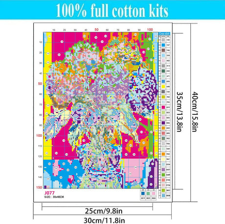 Flower Stamped Cross Stitch Kits - Colorful Flower Counted Cross Stitch Kits for Beginners Adults Needlepoint Cross-Stitch Patterns Dimensions Needlecrafts Embroidery Kits Arts and Crafts WUSARPLY