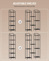 Hzuaneri Bookcase Bookshelf, Narrow Book Shelf, Industrial Corner Shelf Storage Organizer, Slim Shelving Unit for Home Office, Living Room, Bedroom, Kitchen, 5-Tier Black BC24504B Hzuaneri