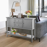 HAPPYGRILL Buffet Sideboard Solid Wood Storage Cabinet Console Table with 2 Drawers & Shelf, Buffet Server Cupboard for Kitchen, Entryway, Living HAPPYGRILL