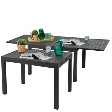 Kozyard Villa Expandable Patio Dining Table - Adjustable, Aluminum Outdoor Furniture for 4-6 Person, Perfect for Backyard, Porch, Deck, Garden - Dark Grey, 43"- 86" Kozyard