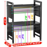 Adjustable Microwave Stand,Microwave Oven Rack Shelf Heavy Duty 3-Tier Shelf with 9 Hooks for Kitchen Shelves Counter Top Organizer, Holds 180lbs Bakers Racks for Kitchens,with Cutting Boards Stand Kitstorack