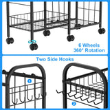 NEYCIL Ball Storage Rack, Sports Ball Storage Cart with 6 Wheels, Elastic Strap, Removable Basket, Hooks, Sports Equipment Organizer For Garage, Children's Room, Court, School, Small Gym, Outdoor NEYCIL