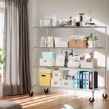 Himimi 72" H Storage Shelves 4 Tier Metal Shelving Adjustable Wire Shelf with Wheels, Heavy Duty Shelving for Garage Kitchen Pantry Bathroom Laundry,18" D*48" W*72" H, Silver Himimi