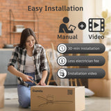 52”Smart Wood Flush Mount Ceiling Fans with Lights Remote,Quiet DC Motor,Ultra Low Profile Ceiling Fan Compatible with Alexa Google Voice App,Outdoor Indoor Modern White Ceiling Fan for Bedroom Patio cumilo