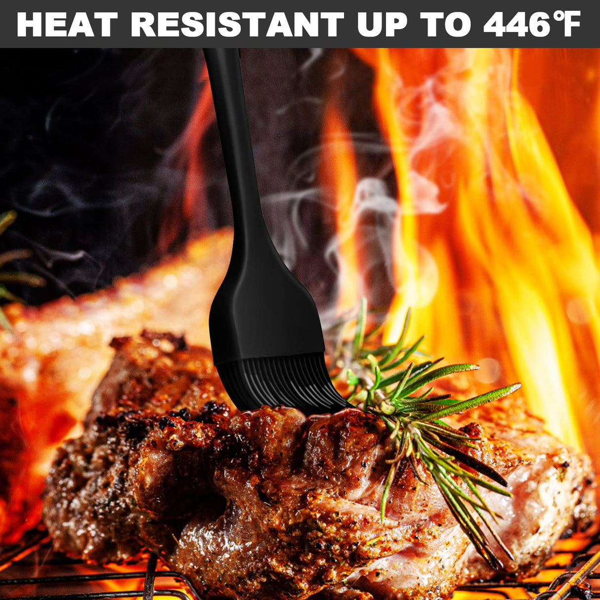 Anaeat 2 Pack Silicone Basting Pastry Brushes - Heat Resistant Brush with Soft Bristles, Hygienic One Piece Design, Marinade Brush Great in Baking for Spreading Oil Butter Sauce BBQ Grill (Black) Anaeat