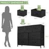 Zibbizo Dresser for Bedroom, 7 Storage Drawers, Anti-Tip Wide Fabric Closet Chests Organizer Tower Furniture, TV Stand for TV up to 45 inch with Wooden Top Metal Frame for Clothes, Living Room Zibbizo