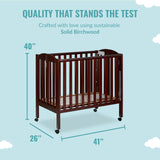 Dream On Me 3 in 1 Portable Folding Stationary Side Crib in Espresso, Greenguard Gold Certified , 41x26x40 Inch (Pack of 1) Dream On Me
