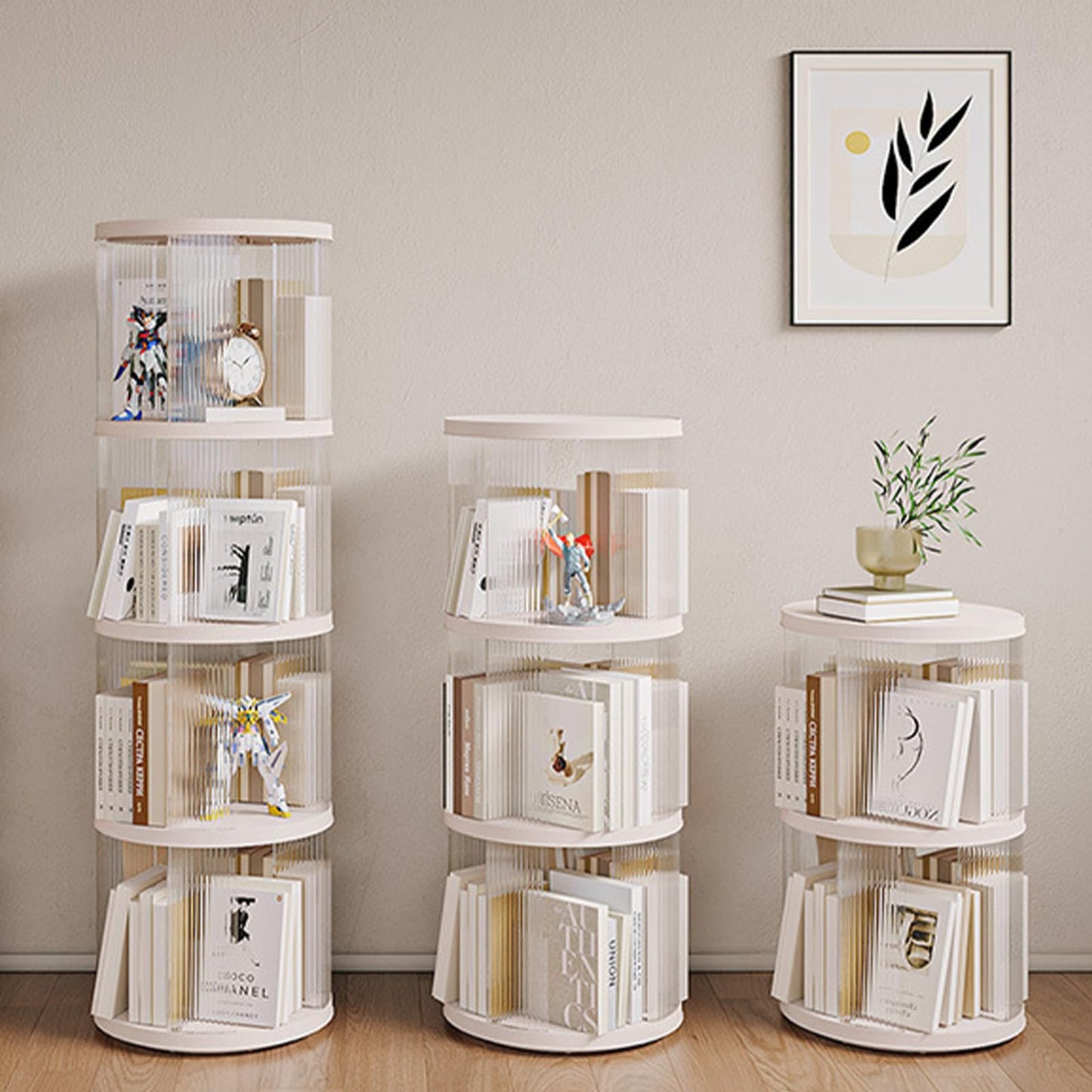 Zream 2 Tier Rotating Bookshelf, Revolving Bookcase 360 Display Spinning Bookshelf Tower, Small Corner Bookshelf for Small Space, Narrow Book Shelf Organizer for Playroom, Bedroom, Living Room