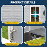 SELLERWE 6x3 FT Resin Storage Shed, Waterproof Outdoor Storage Shed with Floor, Window, Double Lockable Doors & 2 Vents, Tool Shed for Garden Patio, Backyard, Grey SELLERWE