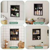 Giklux Stainless Steel Recessed Medicine Cabinet 14''*18'', Rust-Proof Metal Wall Niche, in Wall Shower Niche Shelf Insert Replacement, Recessed Medicine Cabinets for Drywall, Bathroom Storage, Black Giklux