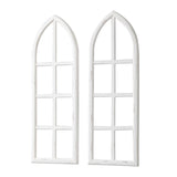 Sintosin Hanging White Wood Arched Window Frame Set of 2, Handmade Distressed Finish Rustic Window Frame Wall Decor, Farmhouse Faux Window Frame Living Room Dining Room Enteyway Hallway Bedroom Sintosin