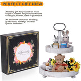 2 Tier Tray Rustic Cake Stand Farmhouse Kitchen Decor Centerpiece,Farmhouse 2 Tier Serving Tray with Handle for Coffee Bar SWT8CAI