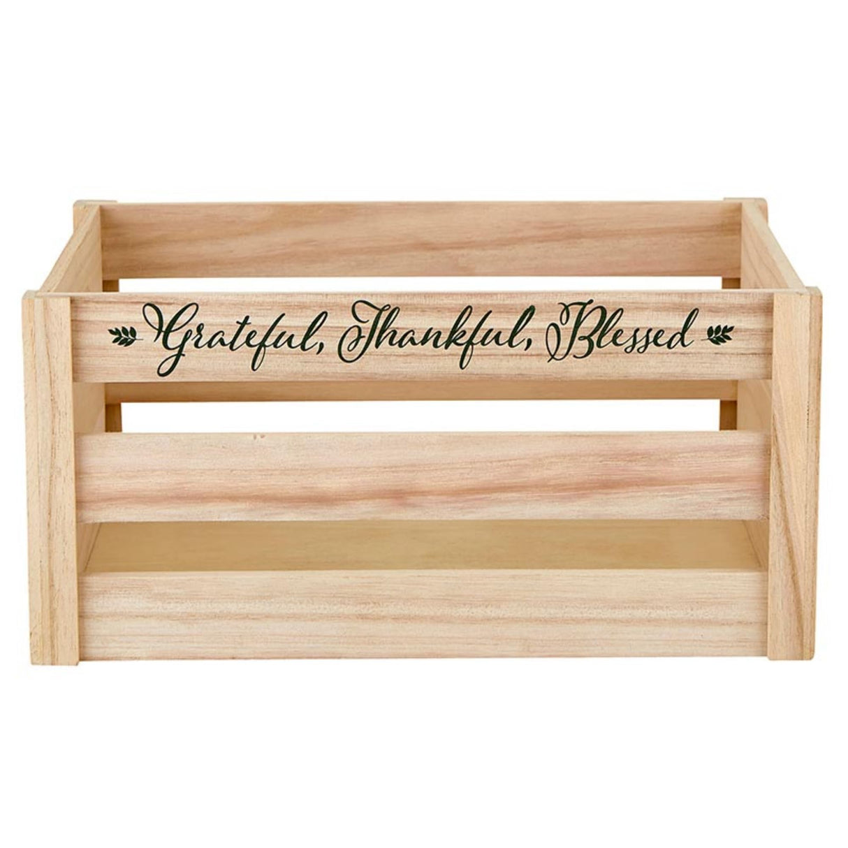 Storage Boxes - Heartfelt Collection - Set of 2 Farmhouse Style Nesting Wood Storage Crates, Small and Large, Grateful Heartfelt Collection