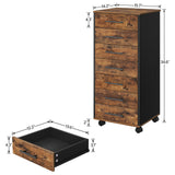 HOOBRO 7-Drawer Chest, File Cabinet, Wooden File Cabinet, Office Cabinet with Drawers, Storage Cabinet, for Home Office, Study, Easy Assembly, Rustic Brown and Black BF07WJ01 HOOBRO