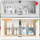 Yieach 4 Pack Under Sink Organizers and Storage,Clear Acrylic Bathroom Organizer and Cabinet Organization for Makeup,Medicine,Two Tier Pull Out Cabinet Organizer Drawers for Pantry,Vanity Storage Bins Yieach