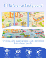 Magnetic Puzzles for Kids Ages 4-8, 3 in 1 Magnet Jigsaw Puzzle Book, Kids Travel Puzzles Car Road Trip Activities Toys, Learning Magnet for Road Trip (Transportation) Unistylar