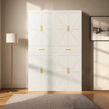 GTFURNI 71" Farmhouse Storage Cabinet with 4 Doors & Drawer, Adjustable Shelves Kitchen Pantry Cupboard, Freestanding Cabinet for Dining Room/Living Space, White GTFURNI