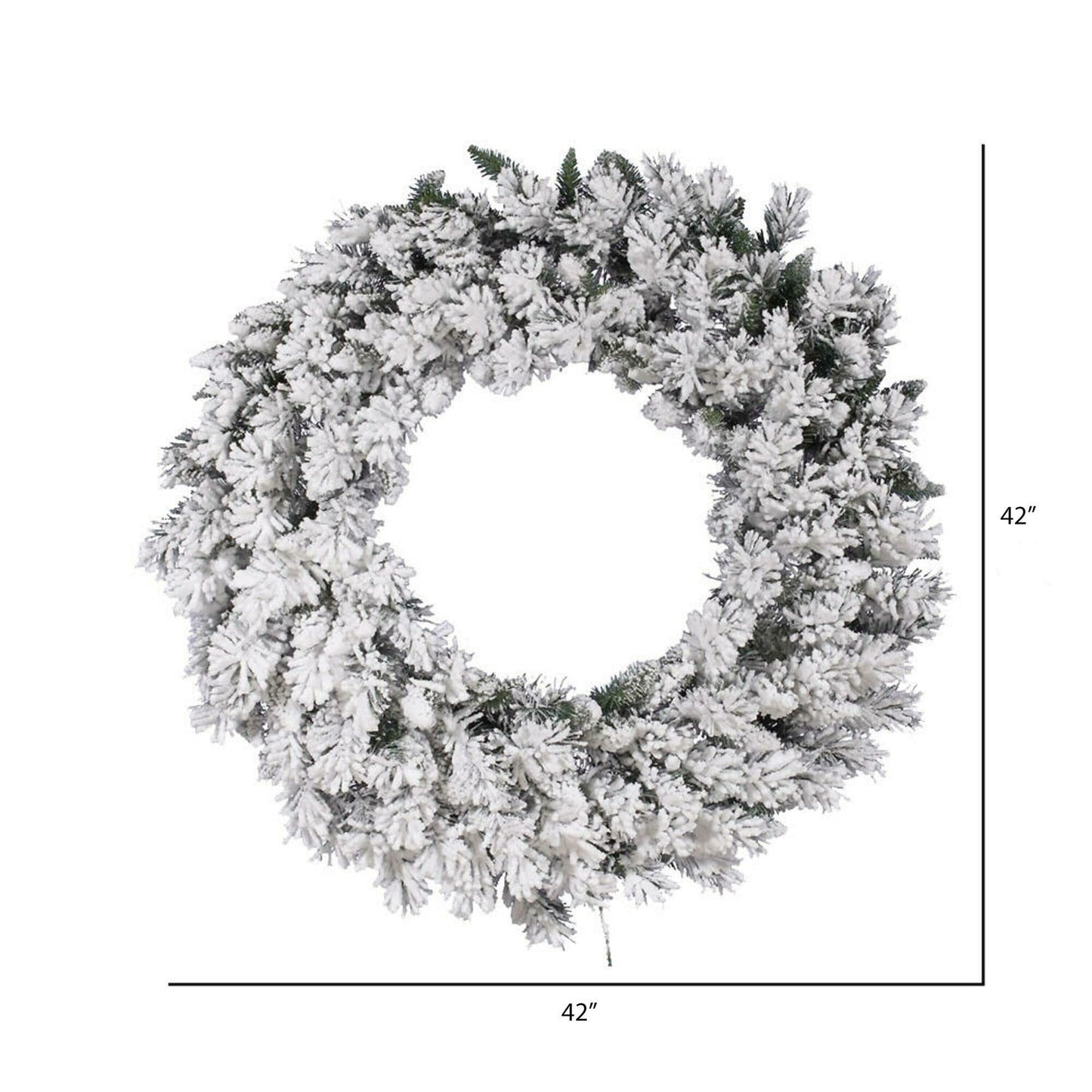 Vickerman 42" Flocked Snow Ridge Artificial Christmas Wreath, Unlit - Faux Snowy Christmas Wreath - Indoor Seasonal Home Wall Decor