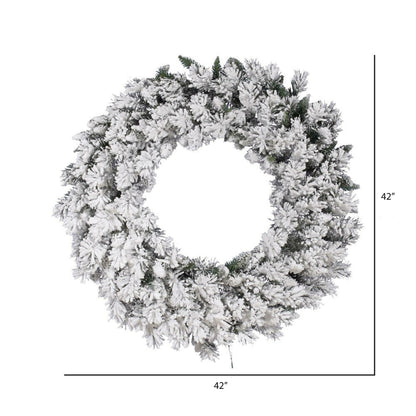 Vickerman 42" Flocked Snow Ridge Artificial Christmas Wreath, Unlit - Faux Snowy Christmas Wreath - Indoor Seasonal Home Wall Decor