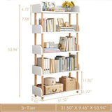 Modern 5-Tier Open Bookcase in Warm White with Solid Wood Frame and Side Panels OSCHF