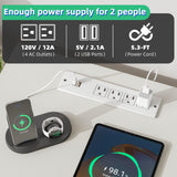 GYIIYUO 93'' Two Person Desk with Charging Station, Long Desk with 3 Drawers and Printer Shelf, Double Computer Desk, Fabric Drawers, 2 Person Writing Study Table Workstation for Home Office, White GYIIYUO