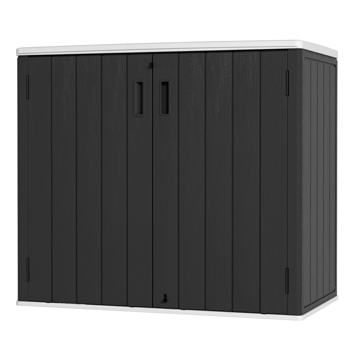 Mrosaa Large Outdoor Storage Box,Resin Sheds&Outdoor Storage Waterproof/Lockable,Outdoor Storage Cabinets for Balcony,Garage,Backyard (37Cu.ft-Black White) Mrosaa