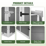 Jaxilyn 6x6 Resin Outdoor Storage Shed Kit Plastic Sheds Perfect to Store Patio Furniture, Garden Tools Bike Accessories, Beach Chairs and Lawn Mower, Grey & White Jaxilyn