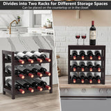 FoverOne 24-Bottle Wine Rack Freestanding Floor, 6-Tier Bamboo Wine Display Rack Storage Shelf with Table Top for Kitchen Dining Room Bar Cellar - Dark Brown FoverOne