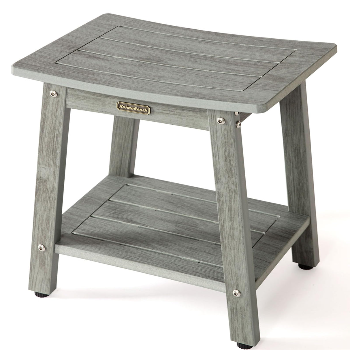 Shower Bench Seat for Inside Shower, Poly Lumber Shower Stool Waterproof, Heavy Duty Shower Foot Rest for Shaving Legs with Adjustable Feet, Plastic Shower Chair Seat for Bathroom, Non-Slip, Gray KaimuBench