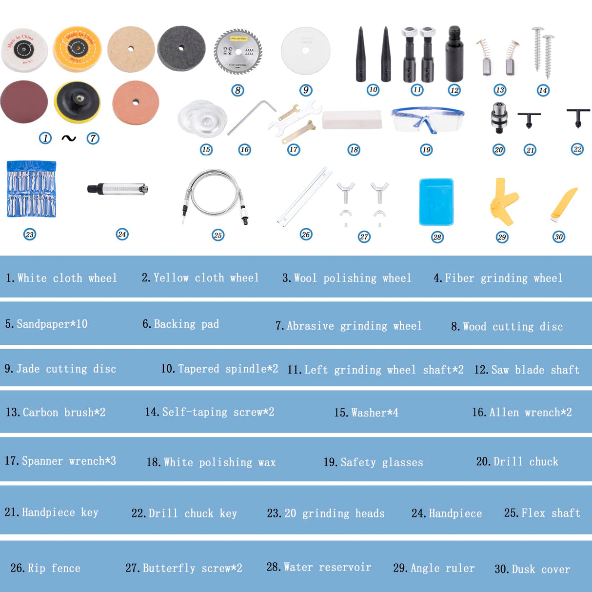 DZQ Mini Table Saw Jewelry Making Polisher w/Flex Shaft Multifunctional Bench Grinder Sander Buffing Machine Woodworking Tool 69Pcs Accs 10,000Rpm 750W DZQ