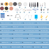 DZQ Mini Table Saw Jewelry Making Polisher w/Flex Shaft Multifunctional Bench Grinder Sander Buffing Machine Woodworking Tool 69Pcs Accs 10,000Rpm 750W DZQ