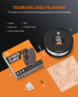 TECBEARS PETG Filament 1.75, Transparent 3D Printer Filament Bundle, 250g/Spool, 8 Rolls, 2 Spool of Black/Transparent and 6 Spools of Clear PETG Red/Orange/Blue/Green/Purple/Yellow TECBEARS