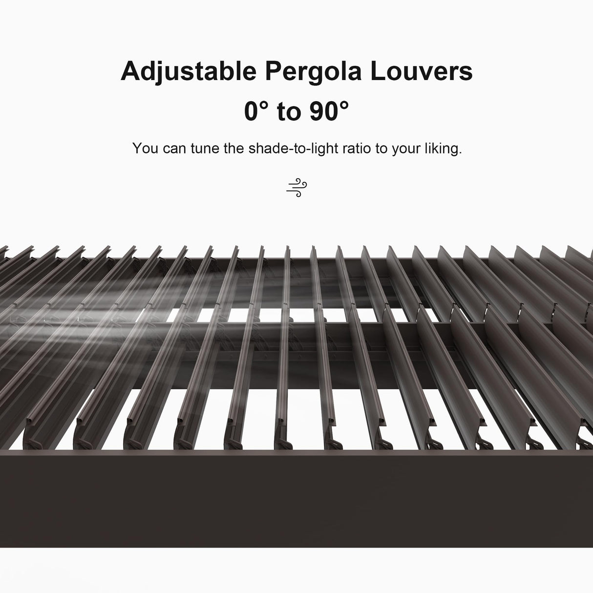 PURPLE LEAF Outdoor 10' × 14' Louvered Pergola with Roller Blinds Patio Adjustable Aluminum Canopy Retractable Metal Roof for Deck Outside Backyard Hardtop Gazebo Sun Shade, 2 Short and 1 Long Side PURPLE LEAF