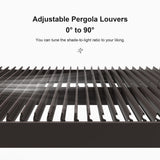 PURPLE LEAF Outdoor 10' × 14' Louvered Pergola with Roller Blinds Patio Adjustable Aluminum Canopy Retractable Metal Roof for Deck Outside Backyard Hardtop Gazebo Sun Shade, 2 Short and 1 Long Side PURPLE LEAF