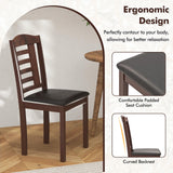 Giantex Wood Dining Chairs Set of 4, PU Leather Upholstered Kitchen Chairs w/Padded Seat, Rubber Wood Legs, High Back, Farmhouse Armless Accent Side Chairs for Living Room Restaurant, Oak Giantex