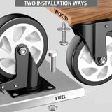 5 inch Caster Wheels, Heavy Duty Casters Set of 4, Locking Swivel Industrial Plate Casters with Double Ball Bearings,Wheels for Furniture, Workbench, Cart(Two Hardware Kits Include) LUTUMEI