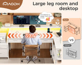 AODK L Shaped Desk with 5 File Drawers, 66" Reversible L Shaped Computer Desk with Power Outlet & LED Strip, Office Desk with Storage Shelves, Gaming Desk with Monitor Shelf, Corner Desk, White AODK