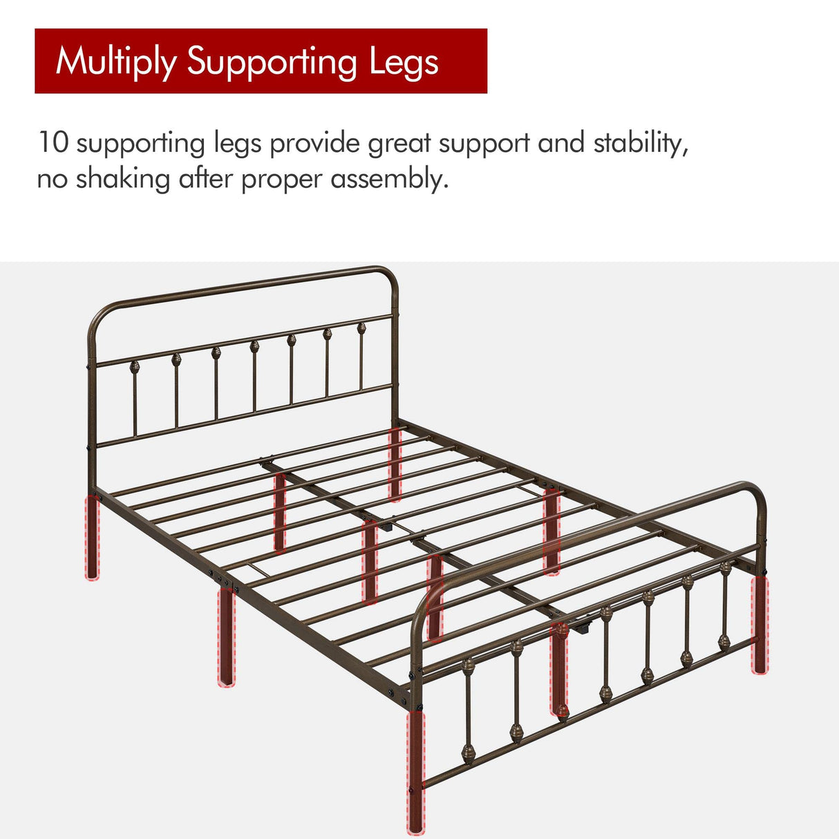 Yaheetech Classic Metal Platform Bed Frame Mattress Foundation with Victorian Style Iron-Art Headboard/Footboard/Under Bed Storage No Box Spring Needed Bronze Full Size Yaheetech