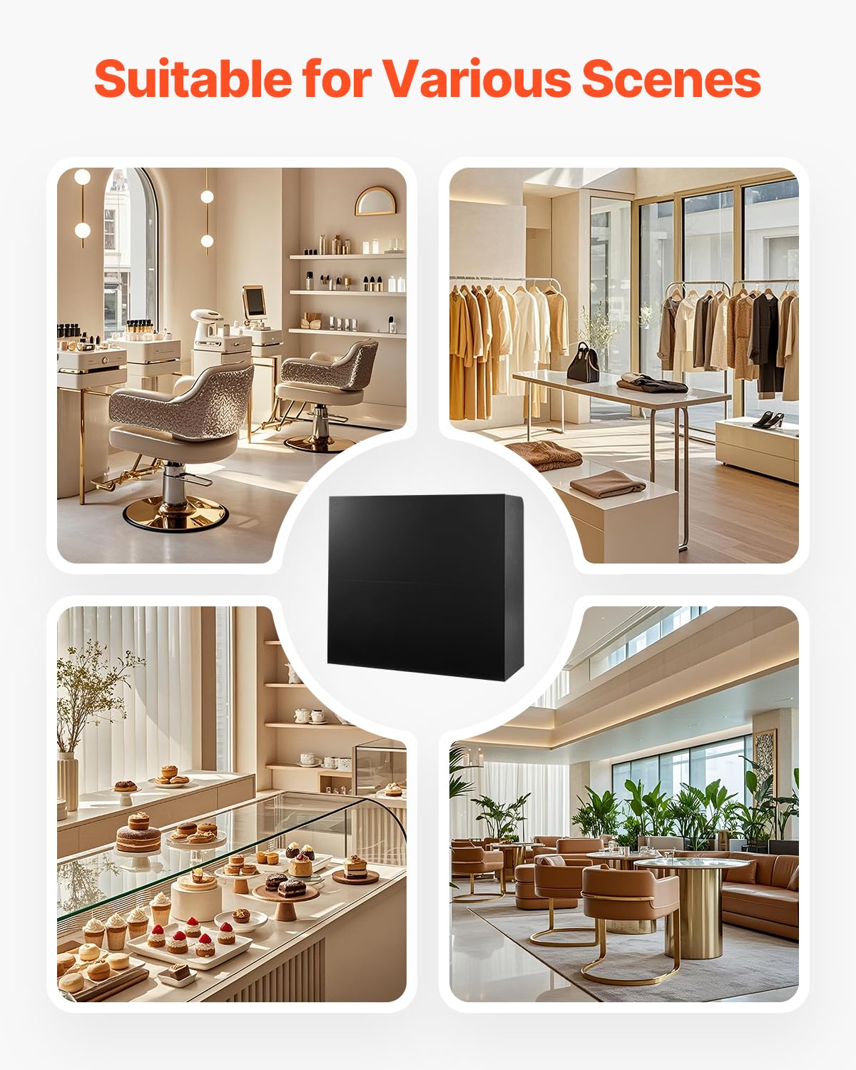 VEVOR Reception Desk, 47 Inch Rectangular Front Counter Table, Office Reception Counter with Lockable Drawer and Storage Cabinet, for Checkout, Lobby, Beauty Salon and Office, Black VEVOR