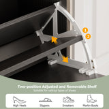 Jocoevol Rattan Shoe Cabinet Storage with 2 Flip Drawers & 2 Drawers, Freestanding Narrow Wood Shoe Cabinet with Metal Legs for Entryway Hallway, Light Black Jocoevol