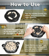 Hundop Chicken Shredder Tool Twist, Visible Chicken Breast Grinder Machine for Ground Food, Meat & Vegetables (Elegant Black) Hundop