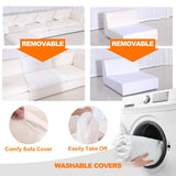 Oversized Modular Sectional Sofa,Cloud Couch Sectional Deep Seat Sofa Cushion Covers Removable,Oversized Sectional Couches for Living Room(6 Seater-Cream White Linen) Fajiani