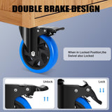 Humagineer 5 Inch Casters Wheel Set of 4, 2200 Lbs Heavy Duty Casters, Safety Locking Industrial Casters with Brake, No Noise Plate Wheels for Cart, Workbench, Furniture (Free Hardware Kits) Humagineer